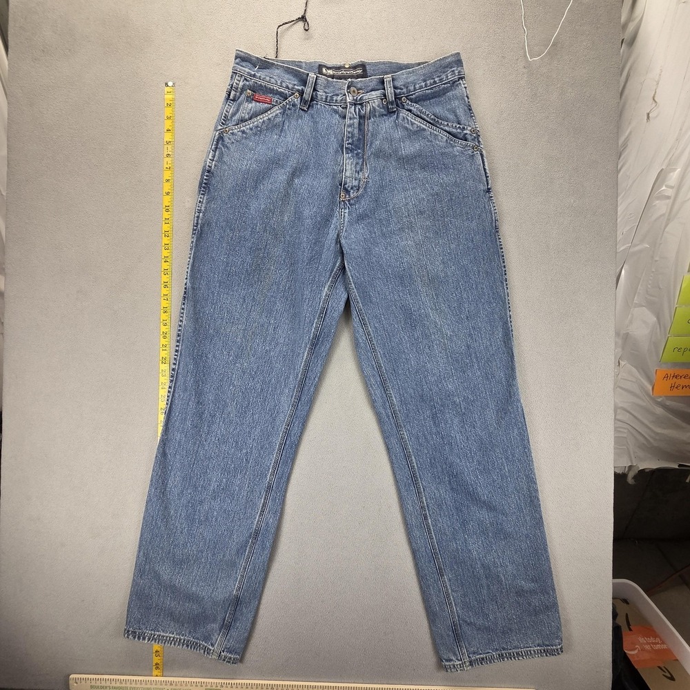 Drunknmunky Jeans Mens Blue Wide Leg Baggy Skater Y2K Hip Hop Fits 34x32